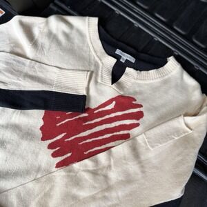 Lisa Todd Black & Cream Heart Sweater Women's Size Large